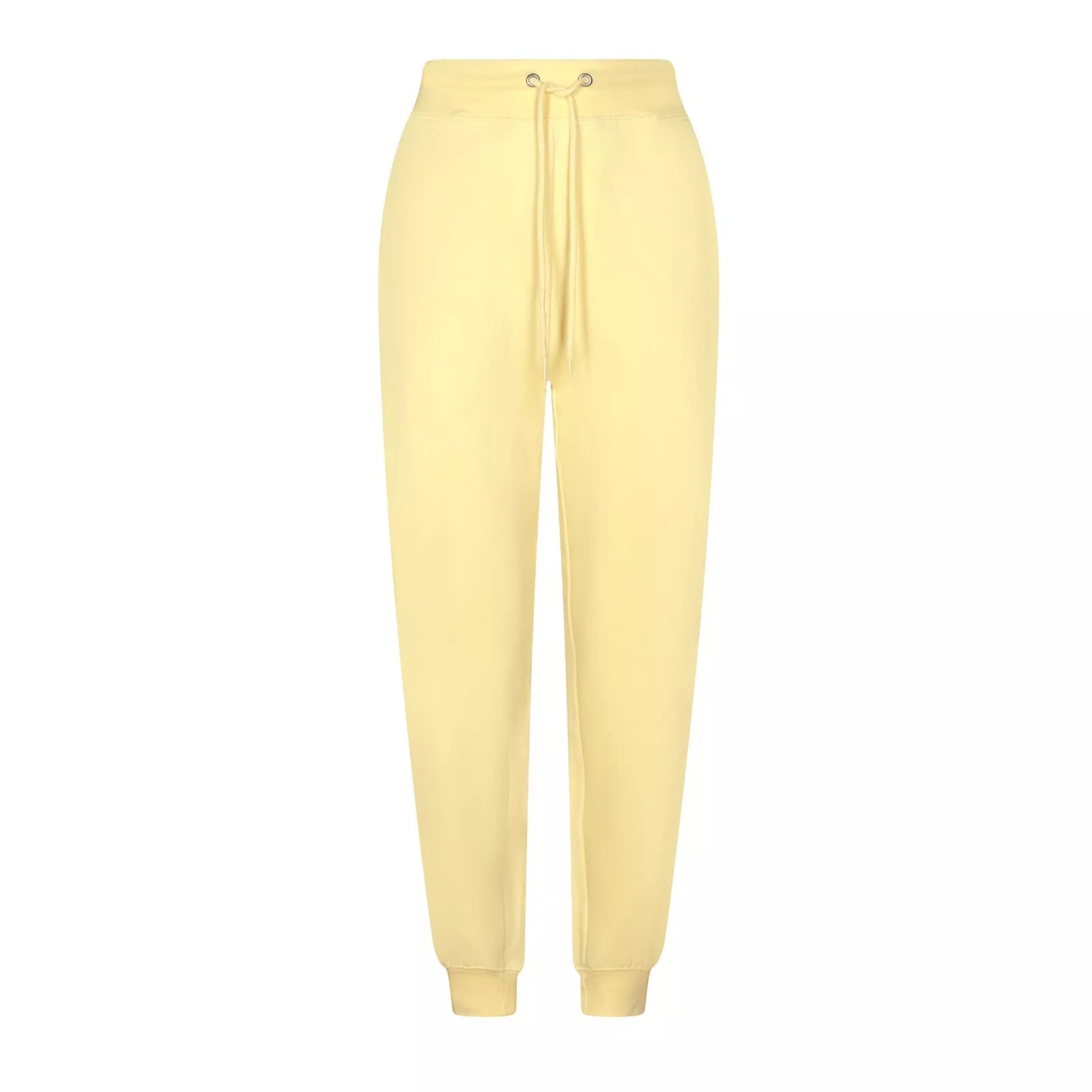 Ladies JDN branded plain lemon yellow tracksuit set with hoodie and joggers – casual loungewear for women